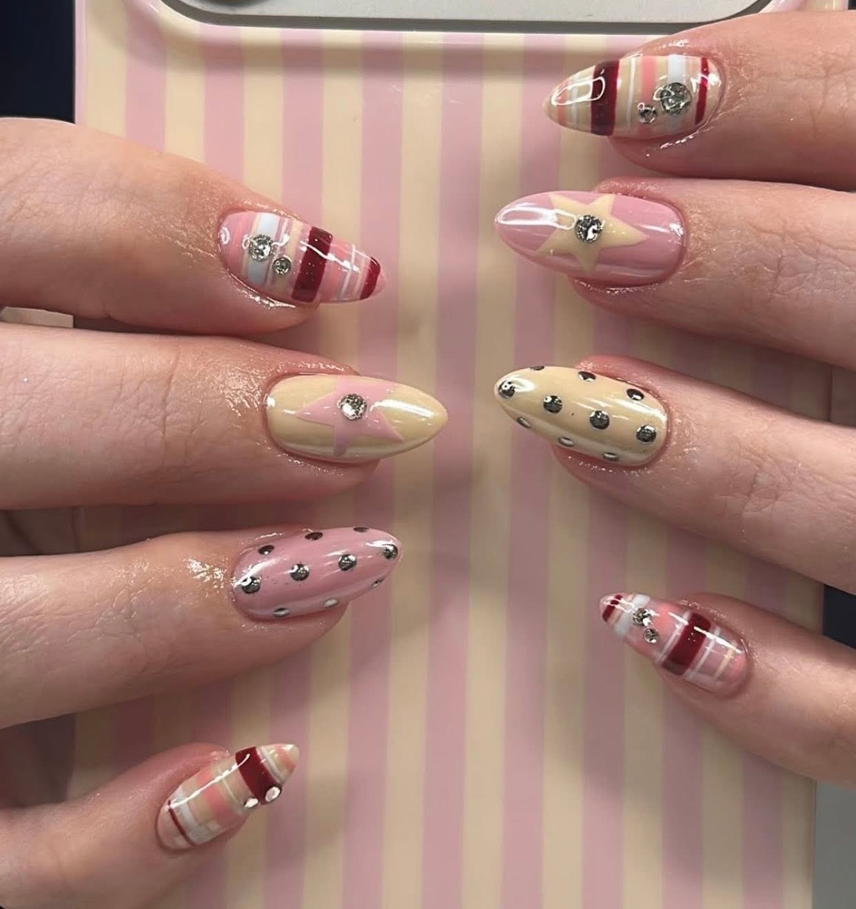 custom nail art on woman's nails