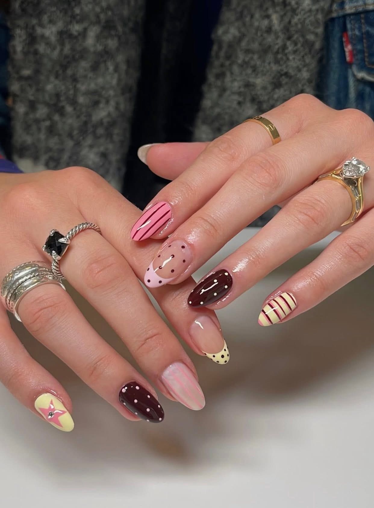 custom nail art on a woman's hands